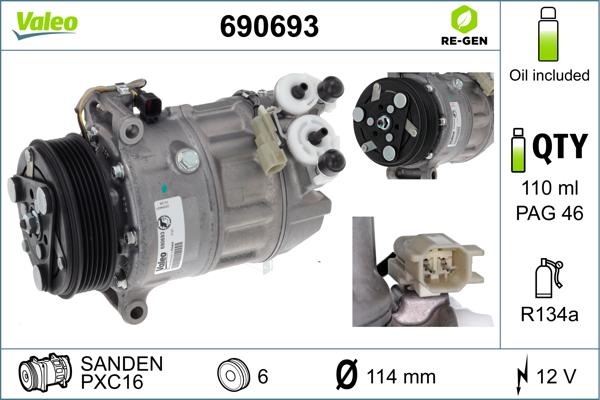 Valeo 690693 - Compressore, Climatizzatore autozon.pro