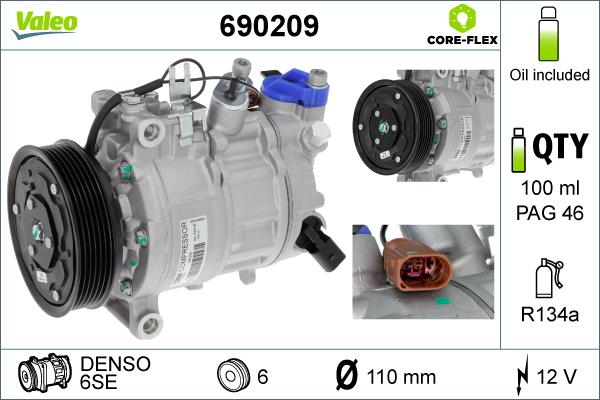 Valeo 690209 - Compressore, Climatizzatore autozon.pro