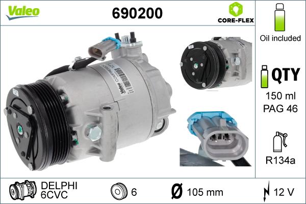 Valeo 690200 - Compressore, Climatizzatore autozon.pro