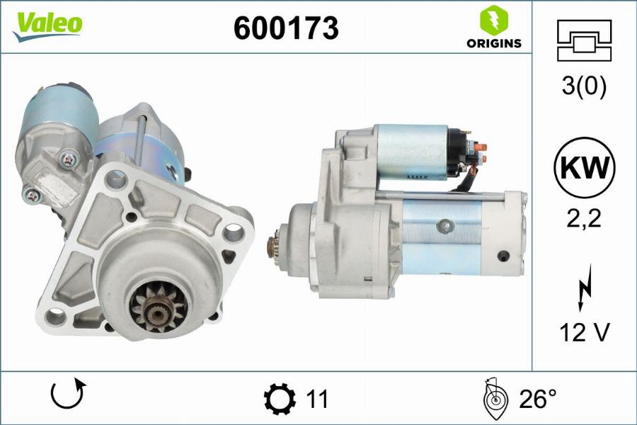 Valeo 600173 - Motorino d'avviamento autozon.pro