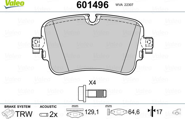 Valeo 601496 - Kit pastiglie freno, Freno a disco autozon.pro