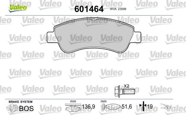 Valeo 601464 - Kit pastiglie freno, Freno a disco autozon.pro