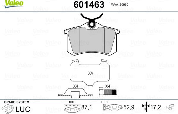 Valeo 601463 - Kit pastiglie freno, Freno a disco autozon.pro