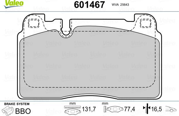 Valeo 601467 - Kit pastiglie freno, Freno a disco autozon.pro