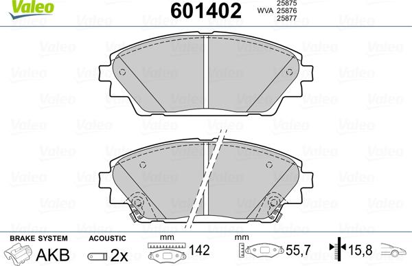 Valeo 601402 - Kit pastiglie freno, Freno a disco autozon.pro