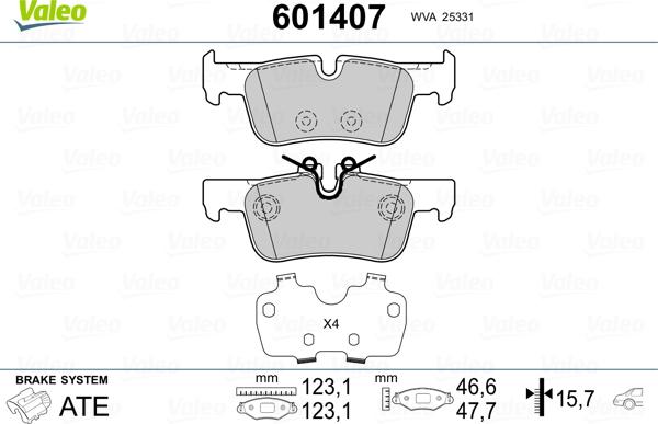 Valeo 601407 - Kit pastiglie freno, Freno a disco autozon.pro