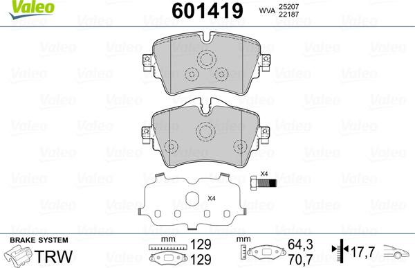 Valeo 601419 - Kit pastiglie freno, Freno a disco autozon.pro