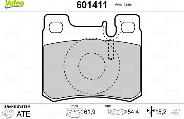 Valeo 601411 - Kit pastiglie freno, Freno a disco autozon.pro