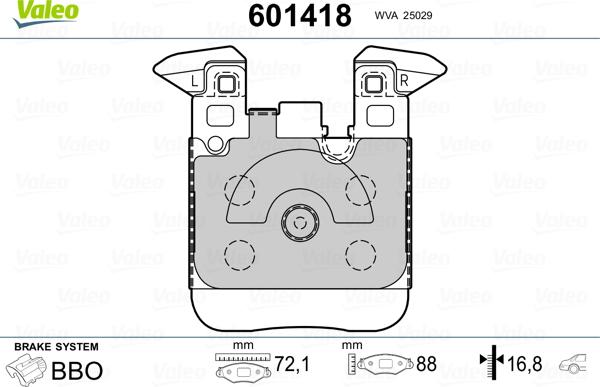 Valeo 601418 - Kit pastiglie freno, Freno a disco autozon.pro