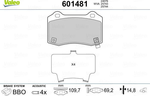 Valeo 601481 - Kit pastiglie freno, Freno a disco autozon.pro