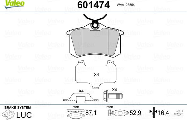 Valeo 601474 - Kit pastiglie freno, Freno a disco autozon.pro