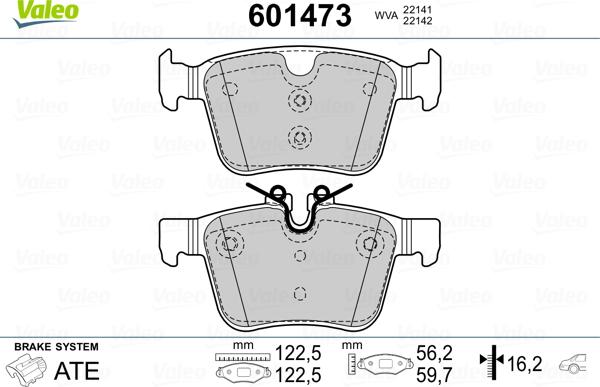 Valeo 601473 - Kit pastiglie freno, Freno a disco autozon.pro