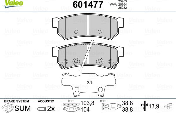 Valeo 601477 - Kit pastiglie freno, Freno a disco autozon.pro