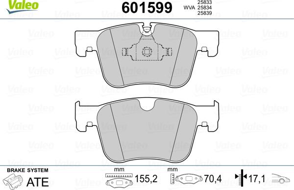 Valeo 601599 - Kit pastiglie freno, Freno a disco autozon.pro