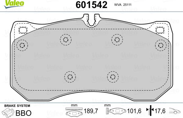 Valeo 601542 - Kit pastiglie freno, Freno a disco autozon.pro