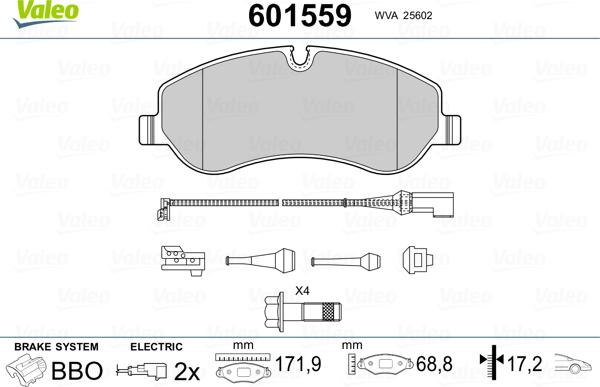 Valeo 601559 - Kit pastiglie freno, Freno a disco autozon.pro