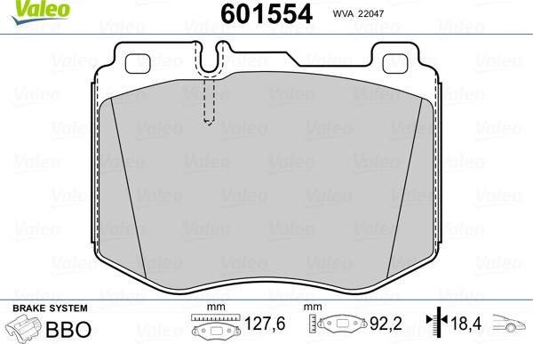 Valeo 601554 - Kit pastiglie freno, Freno a disco autozon.pro