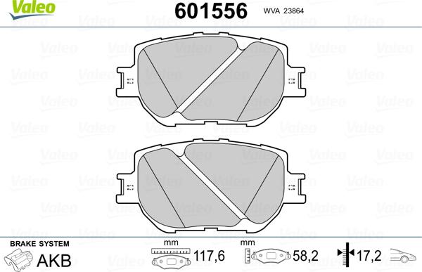 Valeo 601556 - Kit pastiglie freno, Freno a disco autozon.pro