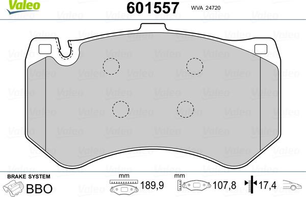 Valeo 601557 - Kit pastiglie freno, Freno a disco autozon.pro