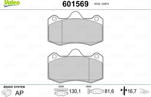 Valeo 601569 - Kit pastiglie freno, Freno a disco autozon.pro