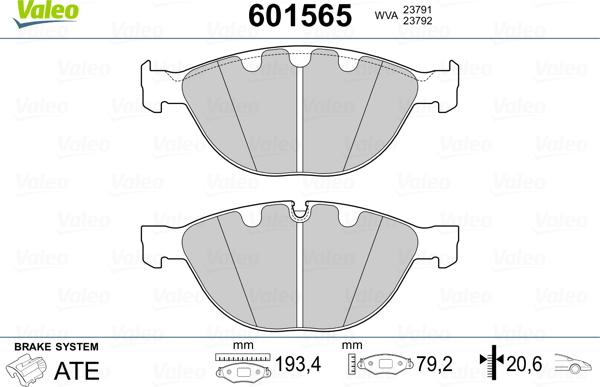 Valeo 601565 - Kit pastiglie freno, Freno a disco autozon.pro