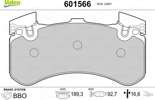 Valeo 601566 - Kit pastiglie freno, Freno a disco autozon.pro