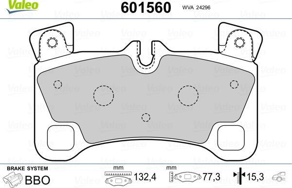 Valeo 601560 - Kit pastiglie freno, Freno a disco autozon.pro