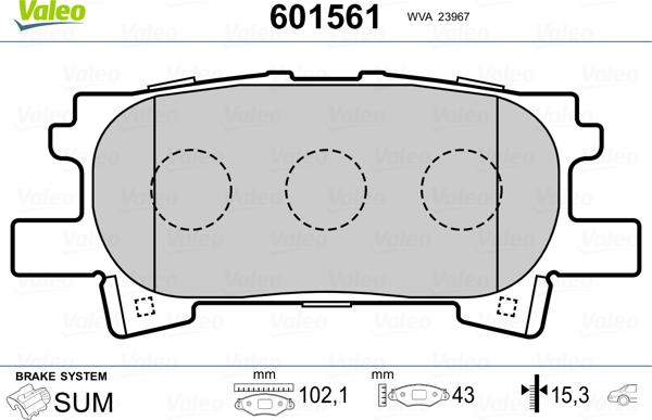 Valeo 601561 - Kit pastiglie freno, Freno a disco autozon.pro