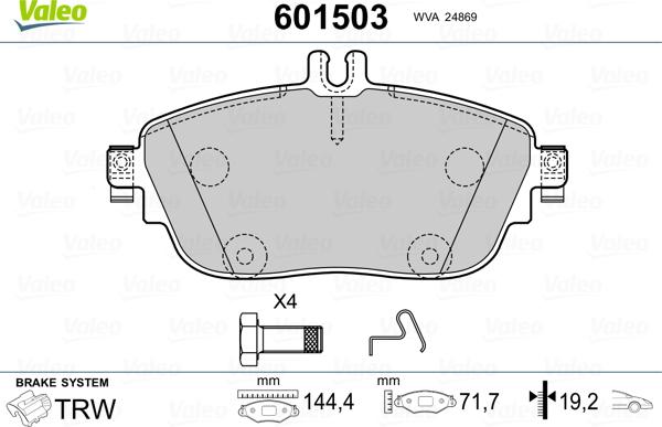 Valeo 601503 - Kit pastiglie freno, Freno a disco autozon.pro