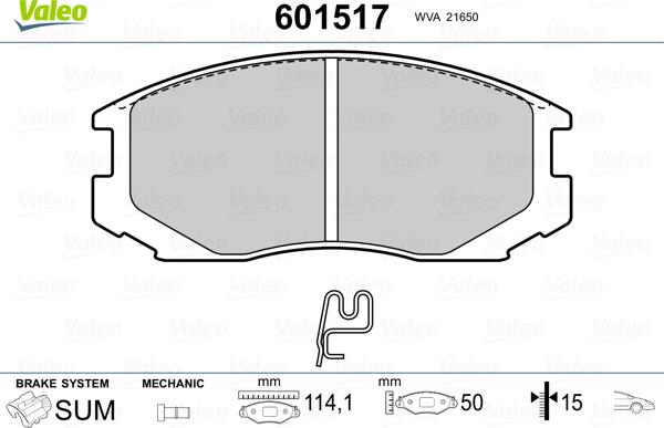 Valeo 601517 - Kit pastiglie freno, Freno a disco autozon.pro