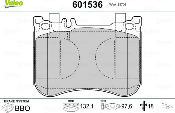 Valeo 601536 - Kit pastiglie freno, Freno a disco autozon.pro