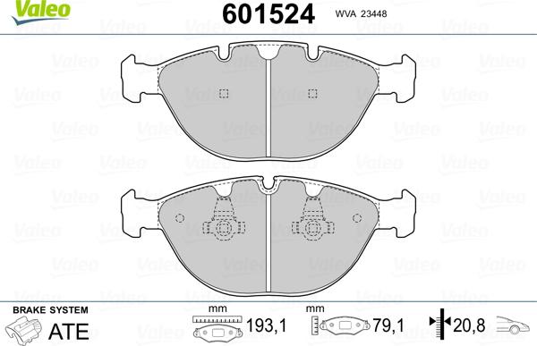 Valeo 601524 - Kit pastiglie freno, Freno a disco autozon.pro