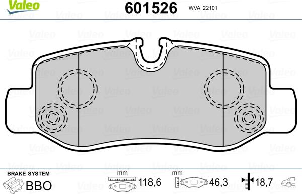 Valeo 601526 - Kit pastiglie freno, Freno a disco autozon.pro