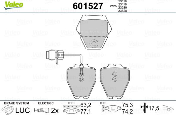 Valeo 601527 - Kit pastiglie freno, Freno a disco autozon.pro