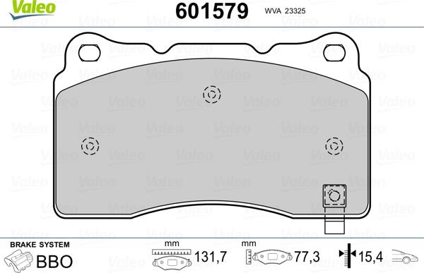 Valeo 601579 - Kit pastiglie freno, Freno a disco autozon.pro