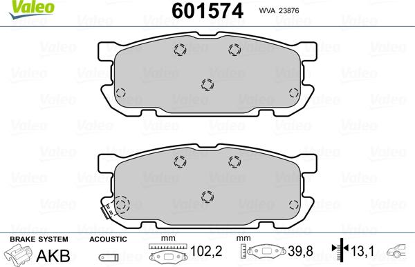 Valeo 601574 - Kit pastiglie freno, Freno a disco autozon.pro