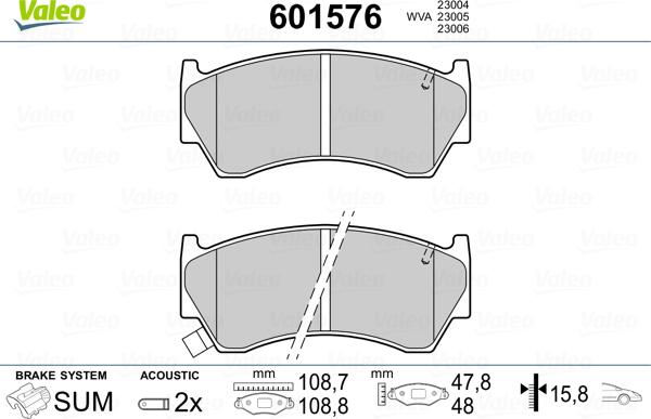 Valeo 601576 - Kit pastiglie freno, Freno a disco autozon.pro