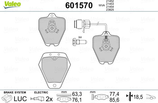 Valeo 601570 - Kit pastiglie freno, Freno a disco autozon.pro