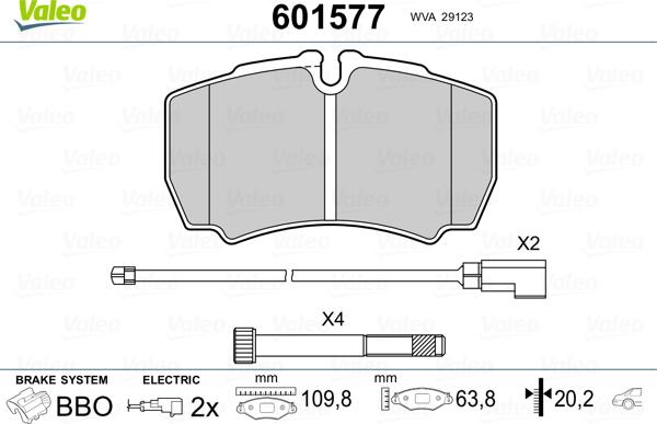 Valeo 601577 - Kit pastiglie freno, Freno a disco autozon.pro