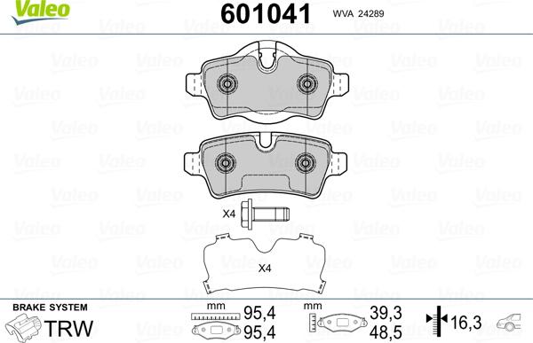 Valeo 601041 - Kit pastiglie freno, Freno a disco autozon.pro