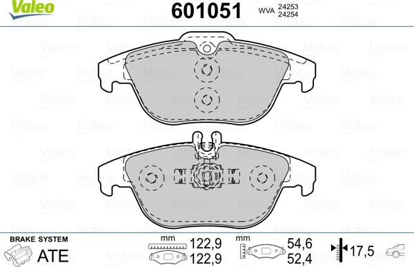 Valeo 601051 - Kit pastiglie freno, Freno a disco autozon.pro