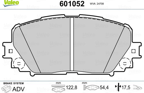 Valeo 601052 - Kit pastiglie freno, Freno a disco autozon.pro