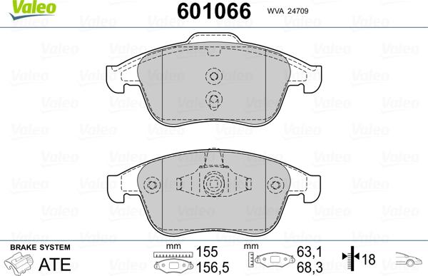 Valeo 601066 - Kit pastiglie freno, Freno a disco autozon.pro