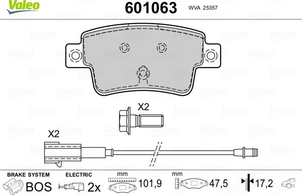 Valeo 601063 - Kit pastiglie freno, Freno a disco autozon.pro