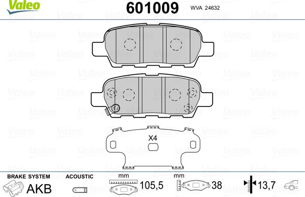 Valeo 601009 - Kit pastiglie freno, Freno a disco autozon.pro