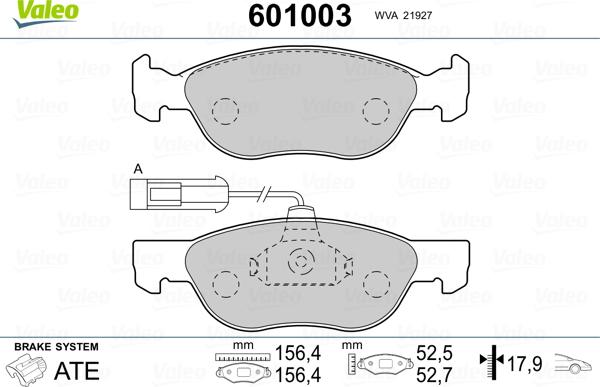 Valeo 601003 - Kit pastiglie freno, Freno a disco autozon.pro