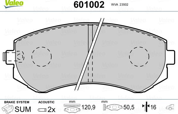 Valeo 601002 - Kit pastiglie freno, Freno a disco autozon.pro