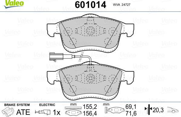 Valeo 601014 - Kit pastiglie freno, Freno a disco autozon.pro