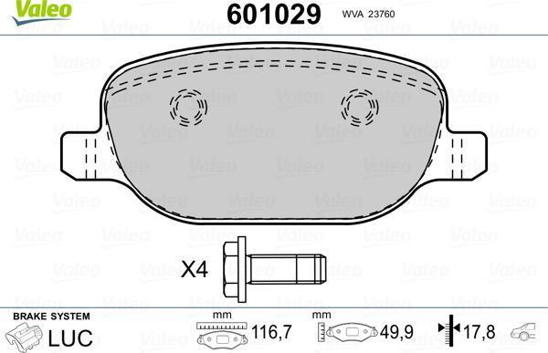 Valeo 601029 - Kit pastiglie freno, Freno a disco autozon.pro