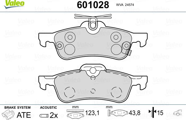 Valeo 601028 - Kit pastiglie freno, Freno a disco autozon.pro